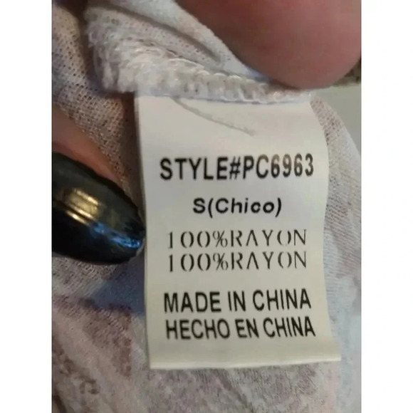 Papermoon Long Cardigan Pink White Geometric Pattern Open Sz S New Boho Peasant - Picture 10 of 11